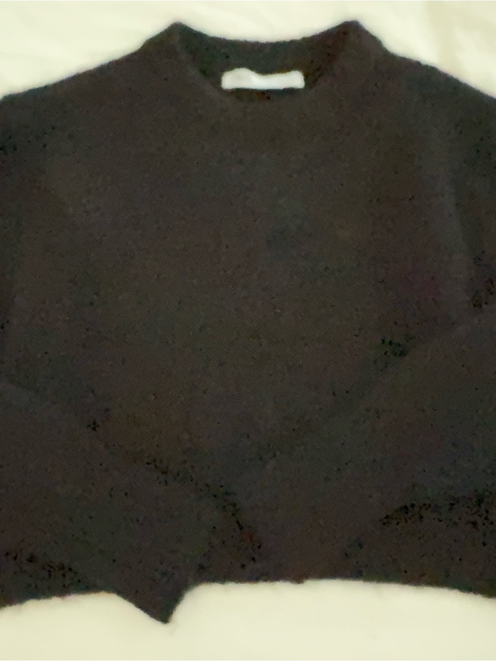 Zara Black Cropped Crewneck Sweater